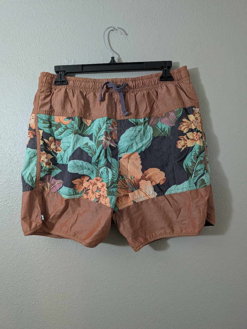 Without Walls Rust Floral Panel Swim Shorts